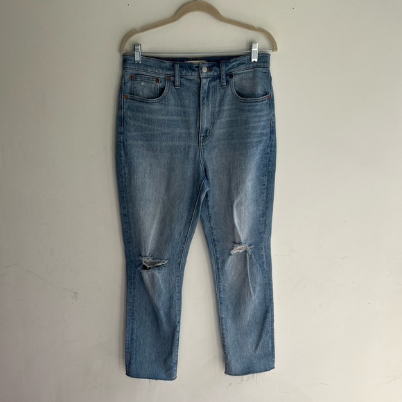 MADEWELL The High-Rise Slim Crop Boyjean: Knee-Rip Edition Size 29 - Picture 3 of 7
